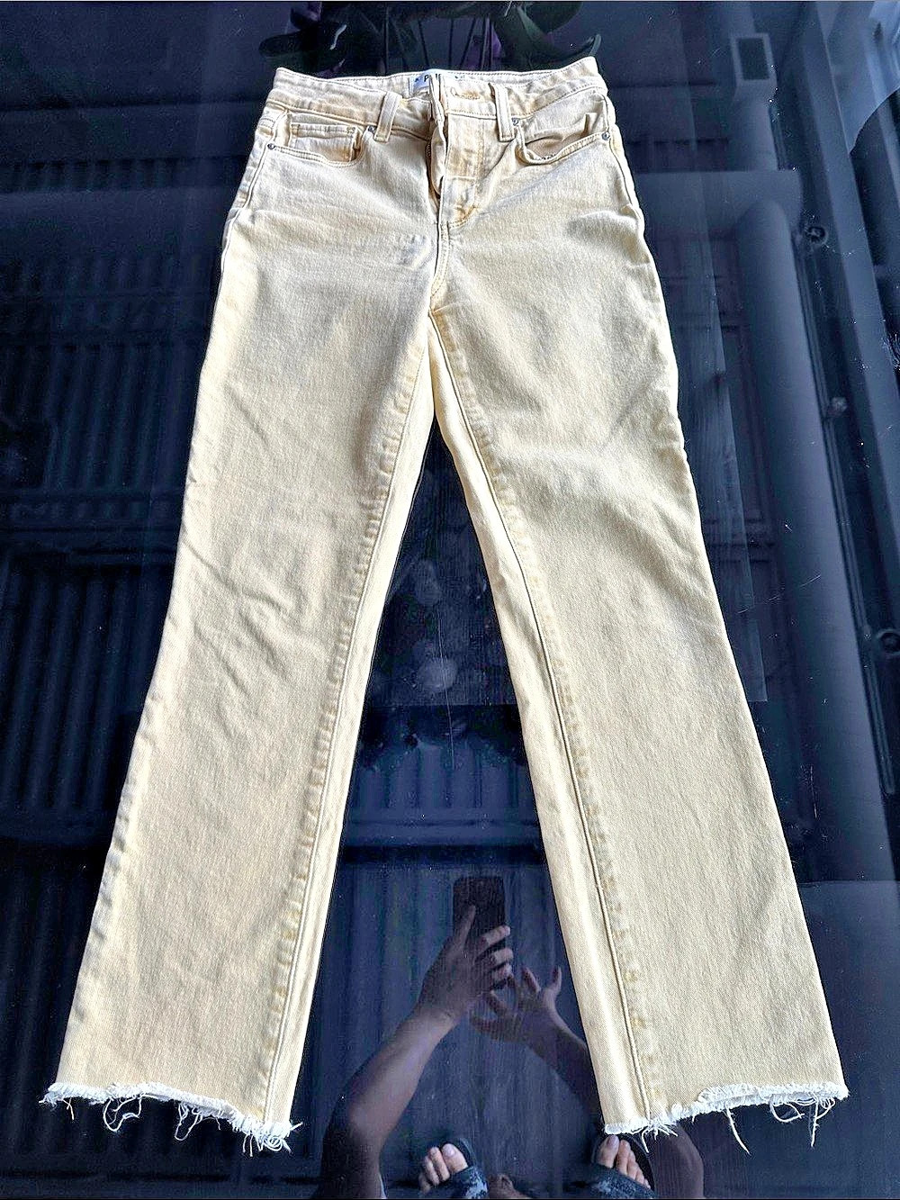 Paige Vintageline Wide Leg Jeans Yellow Waist 24